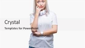  Presentation with music headphones - Theme having wearing headphones listening to music background and a  colored foreground