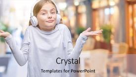  Presentation with music headphones - Amazing presentation theme having wearing headphones listening to music backdrop and a lemonade colored foreground