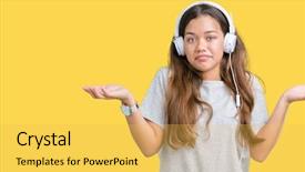  Presentation with music headphones - Presentation theme with wearing headphones listening to music background and a yellow colored foreground