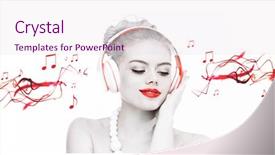  Presentation with music headphones - Colorful presentation enhanced with wearing headphones listening to music backdrop and a sky blue colored foreground