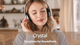  Presentation with table of content - Beautiful PPT theme featuring wearing headphones smiling and rejoicing backdrop and a coral colored foreground