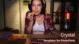  Presentation with computer games - Amazing presentation theme having wearing headset playing online game backdrop and a wine colored foreground