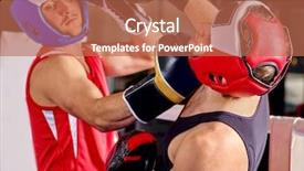  Presentation with fight two boxer boxing - Audience pleasing slide set consisting of wearing helmet and gloves boxing backdrop and a coral colored foreground