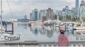  Presentation with vancouver city - Amazing slide set having wearing helmet biking in harbour backdrop and a light gray colored foreground