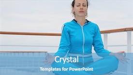  Presentation with blue - Colorful slide set enhanced with wearing in blue sports suit backdrop and a teal colored foreground