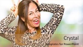  Presentation with funny animal - PPT theme enhanced with wearing leopard animal print dress background and a  colored foreground