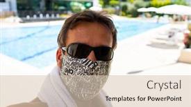  Presentation with vacation - Colorful presentation design enhanced with wearing-mask-on-summer-beach backdrop and a lemonade colored foreground