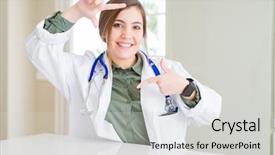  Presentation with medical concept lung cancer medical - PPT theme consisting of wearing medical coat and stethoscope background and a light gray colored foreground