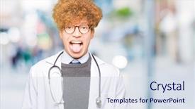  Presentation with renal cancer kidney medical concept - Presentation theme featuring wearing medical coat sticking tongue background and a  colored foreground