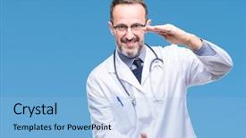  Presentation with medical sign - Slide deck enhanced with wearing medical uniform isolated background background and a light blue colored foreground