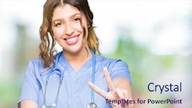  Presentation with medical sign - PPT layouts featuring wearing medical uniform smiling looking background and a sky blue colored foreground