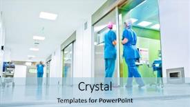  Presentation with surgery - Theme consisting of wearing medical uniforms in hospital background and a light blue colored foreground