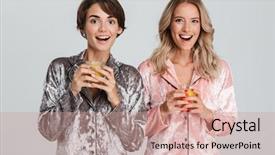  Presentation with orange juice - Cool new presentation theme with wearing pajamas isolated over gray backdrop and a coral colored foreground
