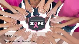  Presentation with plantillas join hands - Theme featuring wearing pink for breast cancer background and a  colored foreground