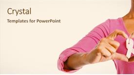  Presentation with women making - Cool new slides with wearing pink shirt making heart backdrop and a cream colored foreground