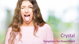  Presentation with abstract beautiful black pink glitter - Amazing PPT theme having wearing pink sweater sticking tongue backdrop and a pink colored foreground