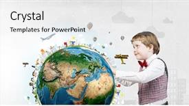  Presentation with red planet - Theme having wearing red bowtie exploring planet background and a white colored foreground