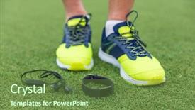  Presentation with running shoes - Presentation theme enhanced with wearing running shoes with wireless background and a tawny brown colored foreground