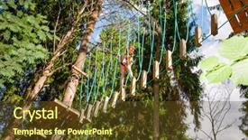  Presentation with obstacle course - Beautiful slides featuring wearing safety harness passing unstable backdrop and a tawny brown colored foreground