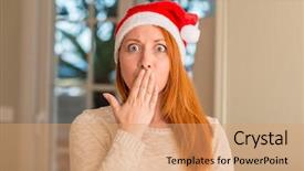  Presentation with santa claus and reindeers - PPT theme featuring wearing santa claus hat cover background and a coral colored foreground