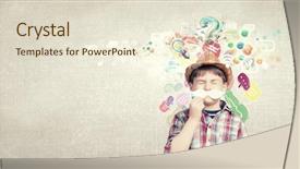  Presentation with paper - Colorful PPT layouts enhanced with wearing shirt and paper mustache backdrop and a lemonade colored foreground