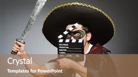  Presentation with homeless person poverty issue concept - Slide deck consisting of wearing sombrero hat in funny background and a coral colored foreground