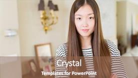  Presentation with living room - Cool new slide deck with wearing stripes sweater over living backdrop and a tawny brown colored foreground