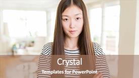  Presentation with simple nature - Audience pleasing PPT theme consisting of wearing stripes sweater over living backdrop and a  colored foreground