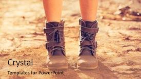  Presentation with boot camp boots - Slide set with wearing stylish boots on dusty background and a coral colored foreground