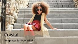  Presentation with afro - Presentation design featuring wearing stylish clothes outdoors fashion background and a coral colored foreground