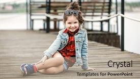  Presentation with outdoor clothes for hiking - Colorful PPT theme enhanced with wearing stylish clothes outdoors fashion backdrop and a mint green colored foreground