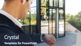  Presentation with outdoors - Cool new theme with wearing suit looking at wristwatch backdrop and a tawny brown colored foreground