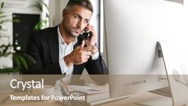  Presentation with cell phone towers - Amazing presentation theme having wearing suit talking on cell backdrop and a  colored foreground