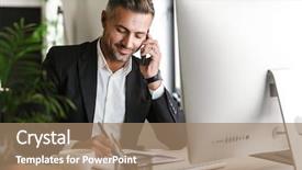  Presentation with computer vision and image processing - Colorful presentation theme enhanced with wearing suit talking on cell backdrop and a  colored foreground