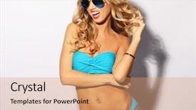  Presentation with black girl sexy fashionable mulatto - Slide deck consisting of wearing sunglasses girl with ideal background and a coral colored foreground