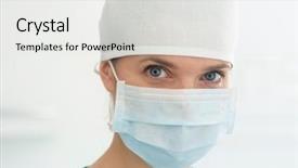  Presentation with wearing a surgical face mask - Colorful PPT theme enhanced with wearing surgical mask and cap backdrop and a white colored foreground