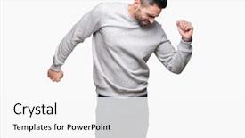  Presentation with dancing music grass - Cool new PPT layouts with wearing sweatshirt over isolated background backdrop and a  colored foreground