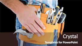  Presentation with tool belt tools - Slide set having wearing tool belt against black background and a tawny brown colored foreground