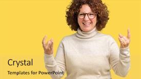  Presentation with teal design music symbol - Audience pleasing presentation design consisting of wearing turtleneck sweater and glasses backdrop and a yellow colored foreground