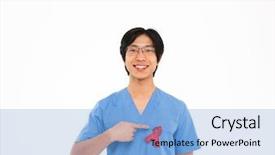  Presentation with doctor asian - Beautiful slides featuring wearing uniform with red ribbon backdrop and a light blue colored foreground