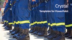  Presentation with standing on scooter - Audience pleasing slides consisting of wearing uniforms standing in deployment backdrop and a ocean colored foreground