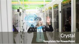  Presentation with composite - Colorful PPT theme enhanced with wearing vr glasses with virtual backdrop and a dark gray colored foreground