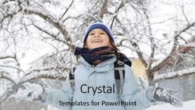  Presentation with kid s happy fathers day - Slides featuring wearing warm clothes in snow background and a  colored foreground