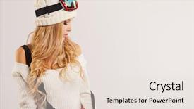  Presentation with modeling - Amazing slide set having wearing warm clothing ski googles backdrop and a sky blue colored foreground