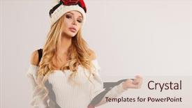  Presentation with woman sport - Presentation design consisting of wearing warm clothing ski googles background and a lemonade colored foreground