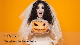  Presentation with zombie - Slide deck enhanced with wearing wedding dress and scary background and a yellow colored foreground