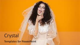  Presentation with zombie - Amazing PPT theme having wearing wedding dress and scary backdrop and a yellow colored foreground