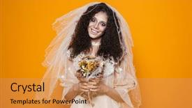  Presentation with scary halloween - Colorful presentation design enhanced with wearing wedding dress and scary backdrop and a yellow colored foreground