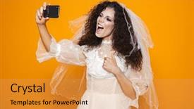  Presentation with zombie - Amazing PPT theme having wearing wedding dress and scary backdrop and a  colored foreground