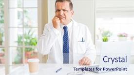  Presentation with medical laptop - Beautiful presentation theme featuring wearing white medical coat work backdrop and a sky blue colored foreground